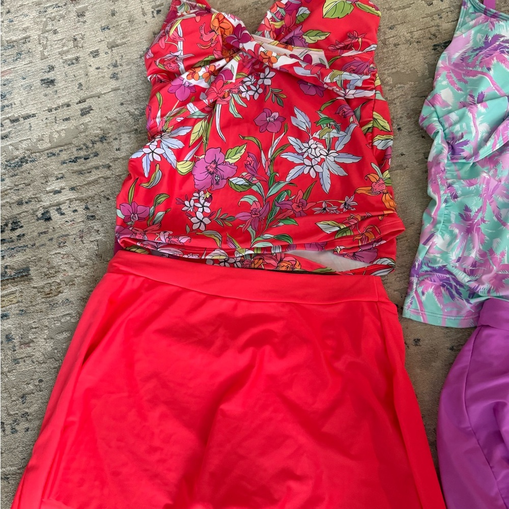 Floral Red One-Piece Swimsuit